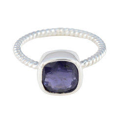 Iolite Solitaire American Sterling Silver Blue Gemstone Dainty Modern Ring Jewellery