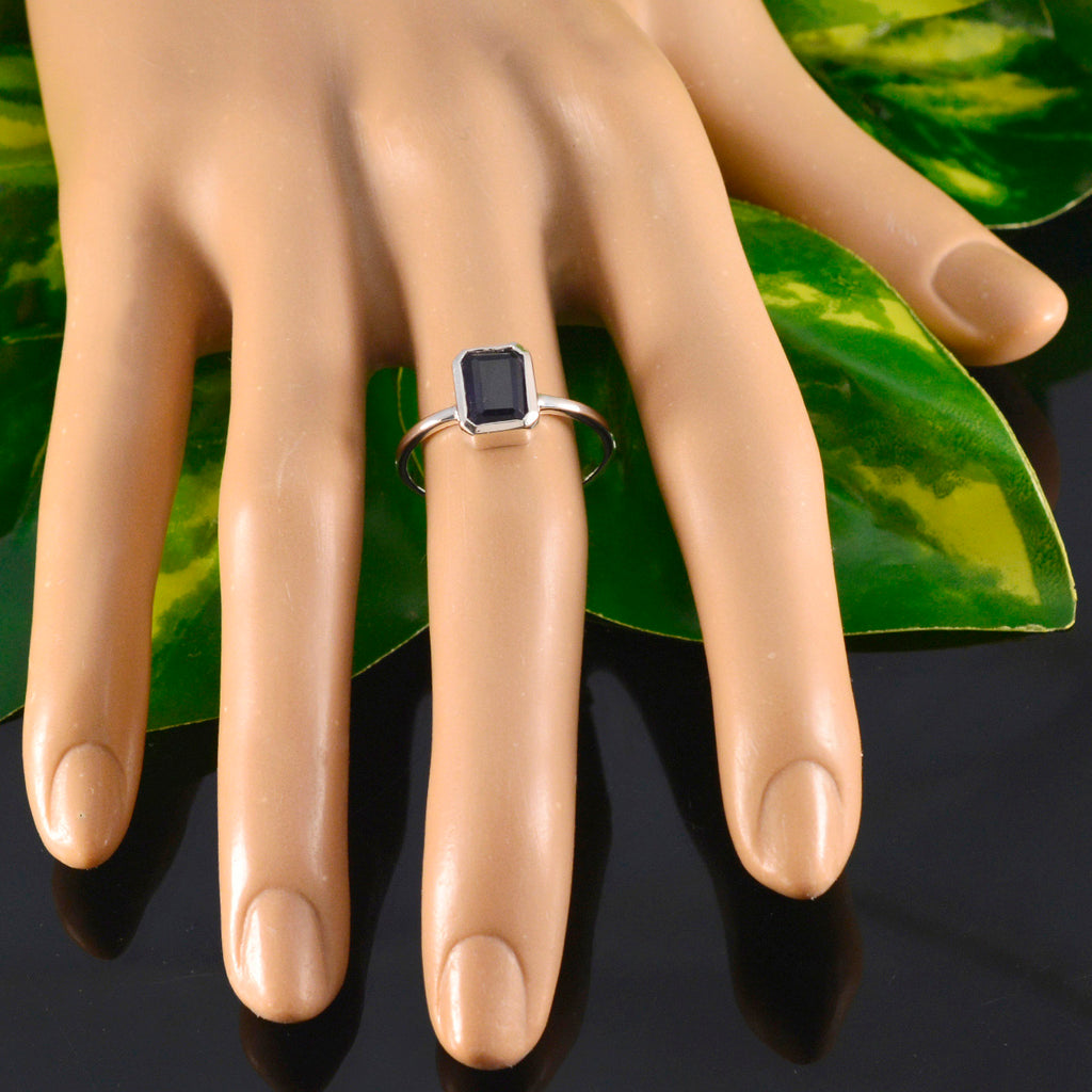 Iolite Solitaire Korean Sterling Silver Blue Gems Delicate Luxurious Ring Jewelry