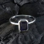 Iolite Solitaire Korean Sterling Silver Blue Gems Delicate Luxurious Ring Jewelry