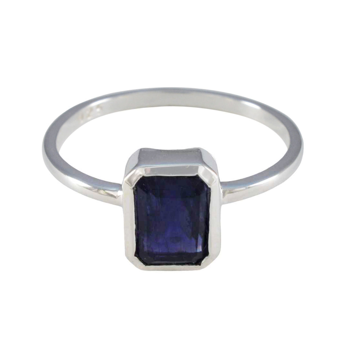Iolite Solitaire Korean Sterling Silver Blue Gems Delicate Luxurious Ring Jewelry