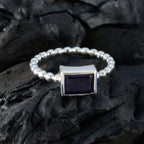 Iolite Solitaire Turkish 925 Silver Blue Gemstone Whisper thin Boho Ring Jewellery