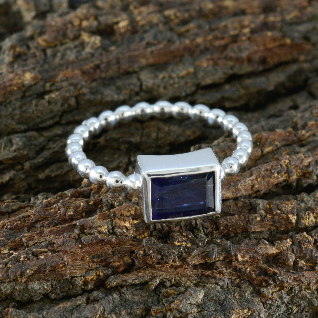 Iolite Solitaire Turkish 925 Silver Blue Gemstone Whisper thin Boho Ring Jewellery