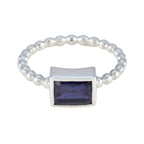 Iolite Solitaire Turkish 925 Silver Blue Gemstone Whisper thin Boho Ring Jewellery