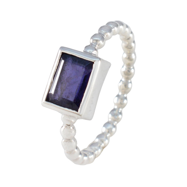 Iolite Solitaire Turkish 925 Silver Blue Gemstone Whisper thin Boho Ring Jewellery