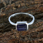 Iolite Solitaire Korean 92.5 Silver Blue Gems Dainty Abstract Ring Jewelry