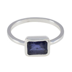 Iolite Solitaire Korean 92.5 Silver Blue Gems Dainty Abstract Ring Jewelry