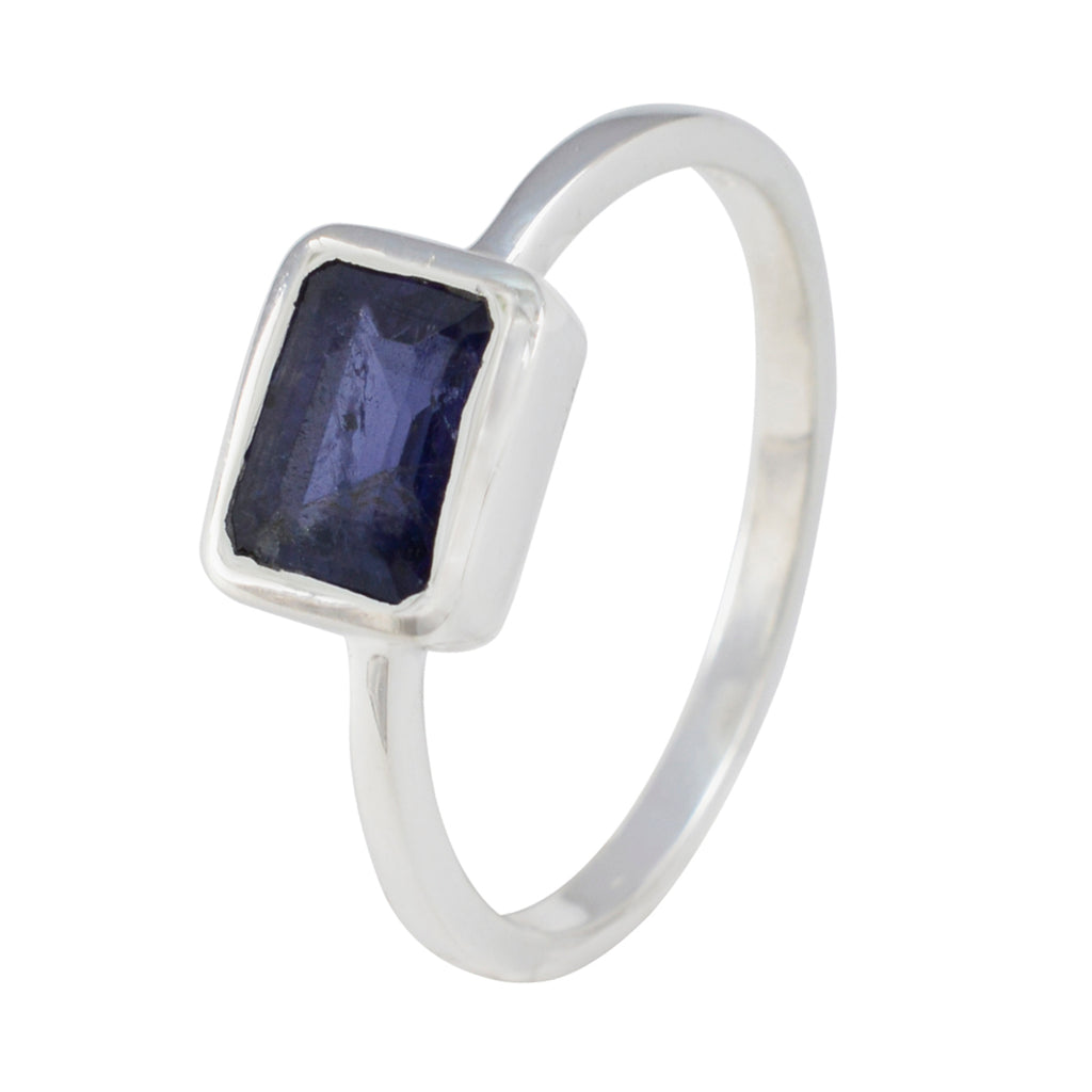 Iolite Solitaire Korean 92.5 Silver Blue Gems Dainty Abstract Ring Jewelry
