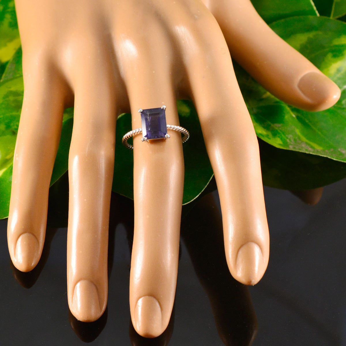 Iolite Solitaire Turkish 92.5 Silver Blue Gemstone Delicate Twist Ring Jewellery