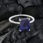 Iolite Solitaire Turkish 92.5 Silver Blue Gemstone Delicate Twist Ring Jewellery