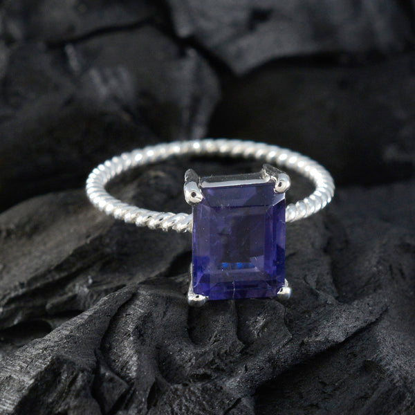 Iolite Solitaire Turkish 92.5 Silver Blue Gemstone Delicate Twist Ring Jewellery