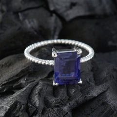 Iolite Solitaire Turkish 92.5 Silver Blue Gemstone Delicate Twist Ring Jewellery