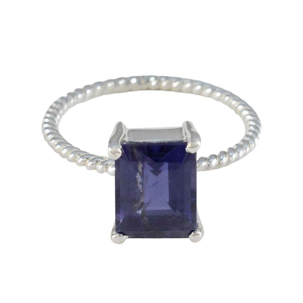 Iolite Solitaire Turkish 92.5 Silver Blue Gemstone Delicate Twist Ring Jewellery