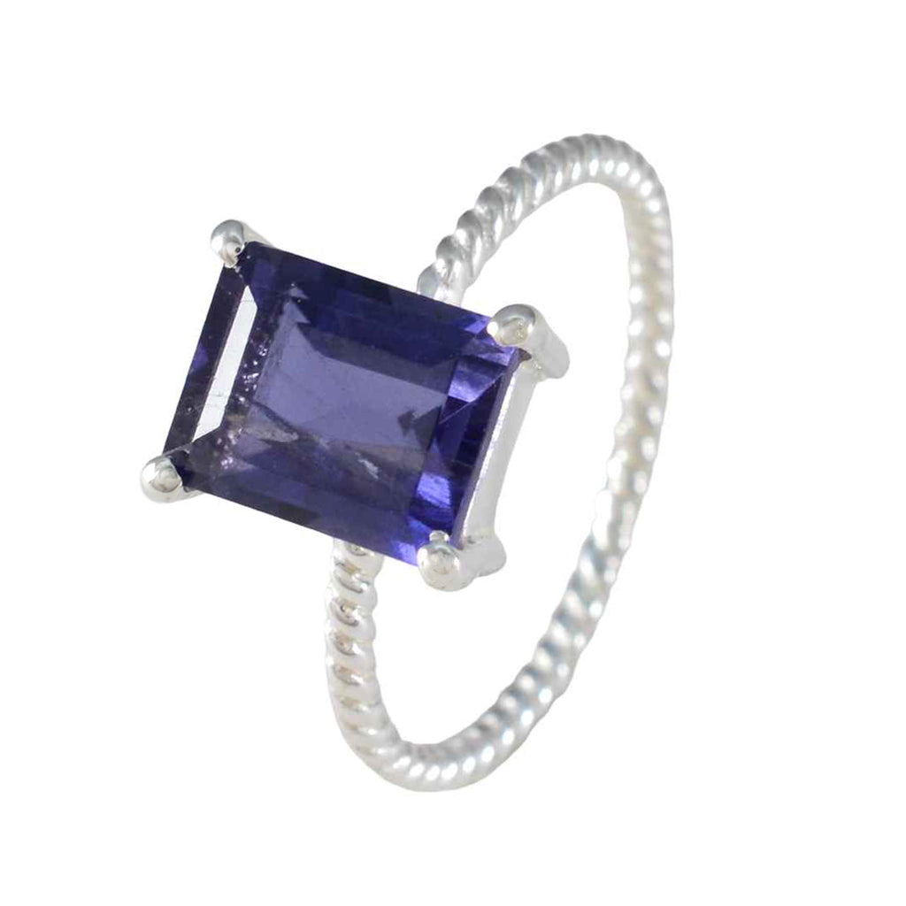 Iolite Solitaire Turkish 92.5 Silver Blue Gemstone Delicate Twist Ring Jewellery