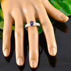 Iolite Solitaire Egyptian Silver Blue Gemstones Eye catching Contemporary Ring Jewelry