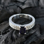 Iolite Solitaire Egyptian Silver Blue Gemstones Eye catching Contemporary Ring Jewelry
