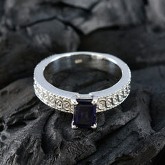 Iolite Solitaire Egyptian Silver Blue Gemstones Eye catching Contemporary Ring Jewelry