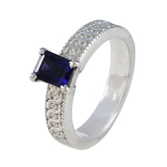 Iolite Solitaire Egyptian Silver Blue Gemstones Eye catching Contemporary Ring Jewelry