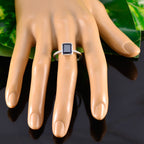 Iolite Solitaire French Sterling Silver Blue Gems Featherlight Contemporary Ring Jewelry