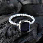 Iolite Solitaire French Sterling Silver Blue Gems Featherlight Contemporary Ring Jewelry