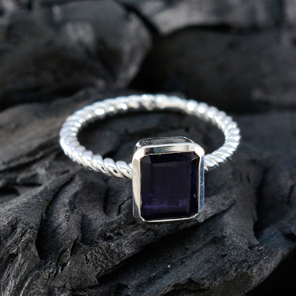 Iolite Solitaire French Sterling Silver Blue Gems Featherlight Contemporary Ring Jewelry