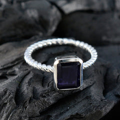 Iolite Solitaire French Sterling Silver Blue Gems Featherlight Contemporary Ring Jewelry