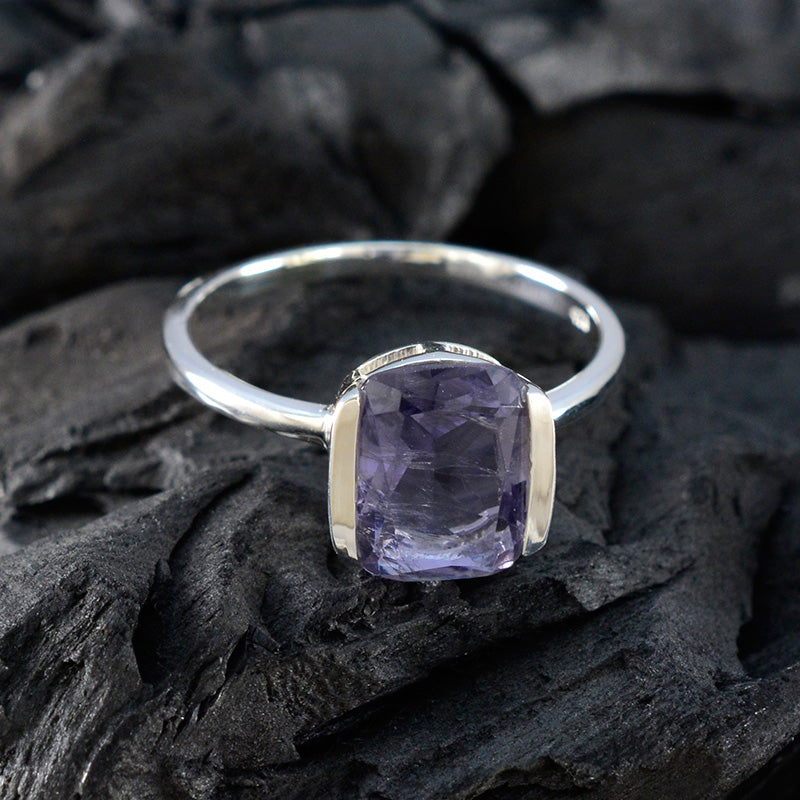 Iolite Solitaire Korean Sterling Silver Blue Gems Whisper thin Fairytale Ring Jewellery