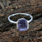 Iolite Solitaire Korean Sterling Silver Blue Gems Whisper thin Fairytale Ring Jewellery