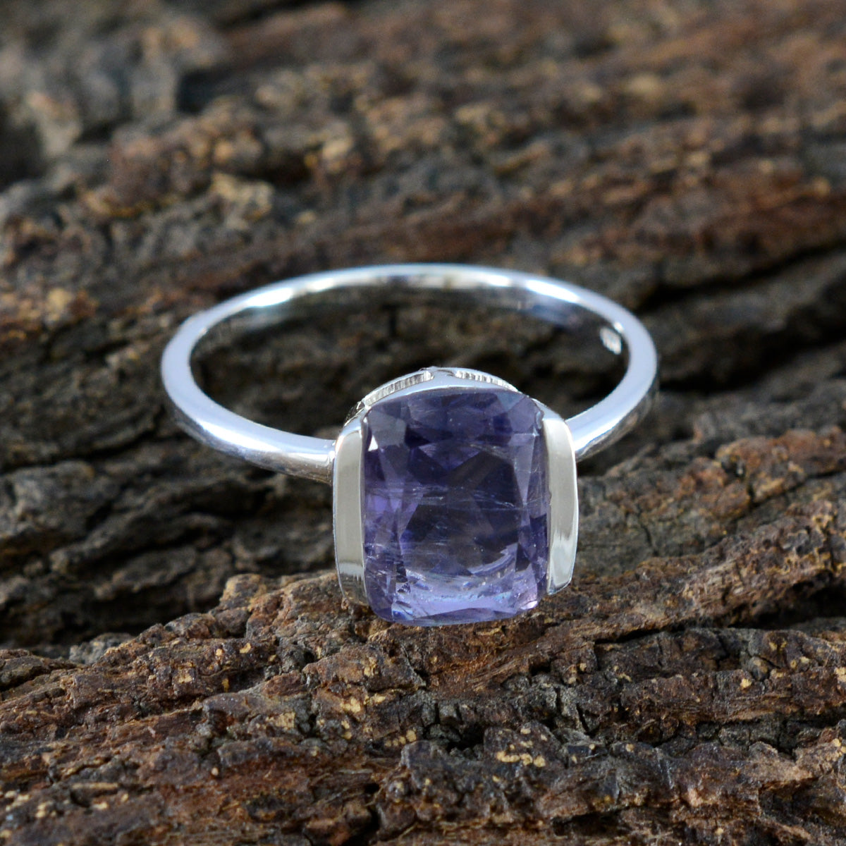 Iolite Solitaire Korean Sterling Silver Blue Gems Whisper thin Fairytale Ring Jewellery