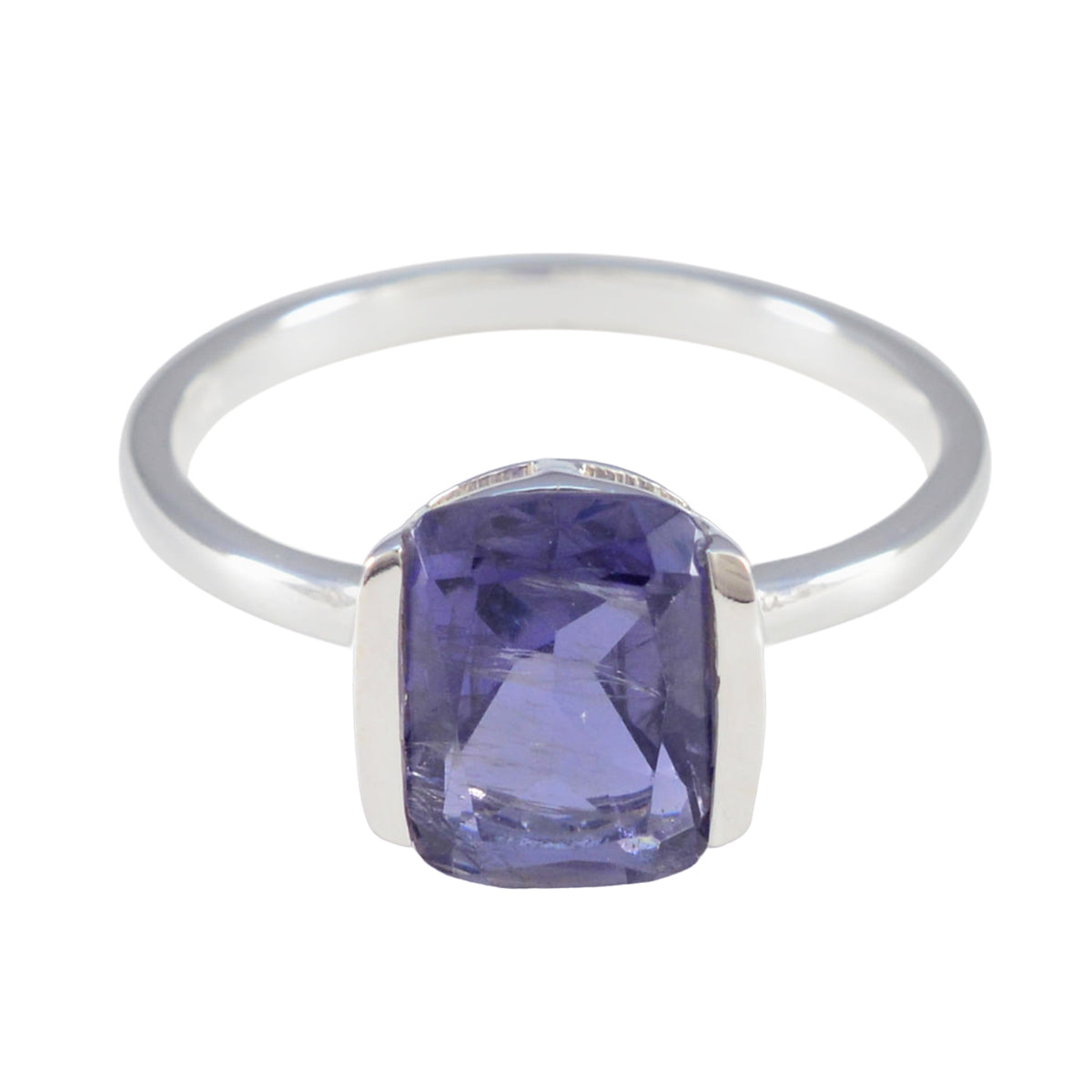 Iolite Solitaire Korean Sterling Silver Blue Gems Whisper thin Fairytale Ring Jewellery