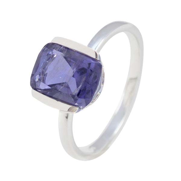 Iolite Solitaire Korean Sterling Silver Blue Gems Whisper thin Fairytale Ring Jewellery