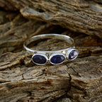 Iolite Trilogy American Sterling Silver Blue Gemstones Dainty Trendy Ring Jewellery