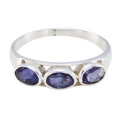 Iolite Trilogy American Sterling Silver Blue Gemstones Dainty Trendy Ring Jewellery