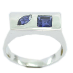 Iolite Toi et Moi Russian 925 Silver Blue Gems Tiny Contemporary Ring Jewelry