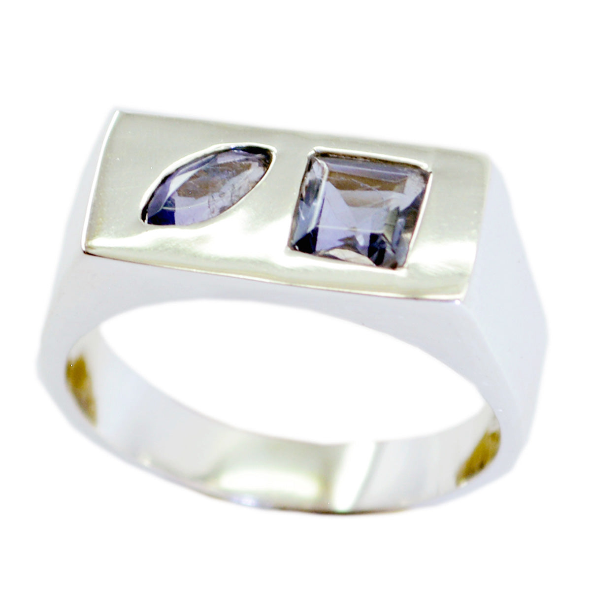 Ioliet Toi et Moi Russisch 925 zilver met blauwe edelstenen, kleine, moderne ring, sieraden Secundaire afbeelding