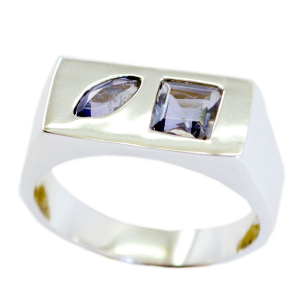 Iolite Toi et Moi Russian 925 Silver Blue Gems Tiny Contemporary Ring Jewelry