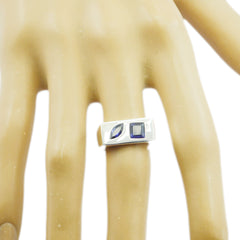 Iolite Toi et Moi Russian 925 Silver Blue Gems Tiny Contemporary Ring Jewelry