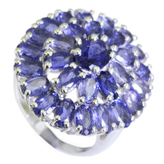 Iolite multiple Indian 925 Sterling Silver Blue Gems Eye catching Contemporary Ring Jewellery