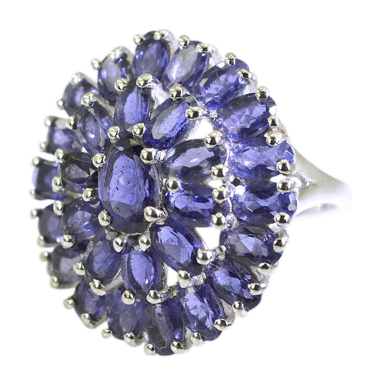 Iolite multiple Indian 925 Sterling Silver Blue Gems Eye catching Contemporary Ring Jewellery