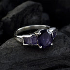 Iolite Hepta Russian 925 Silver Blue Gems Mid weight Boho Ring Jewellery