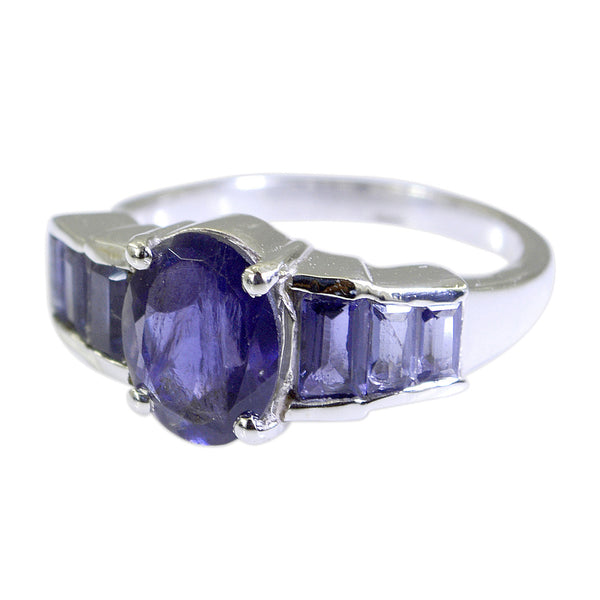Iolite Hepta Russian 925 Silver Blue Gems Mid weight Boho Ring Jewellery
