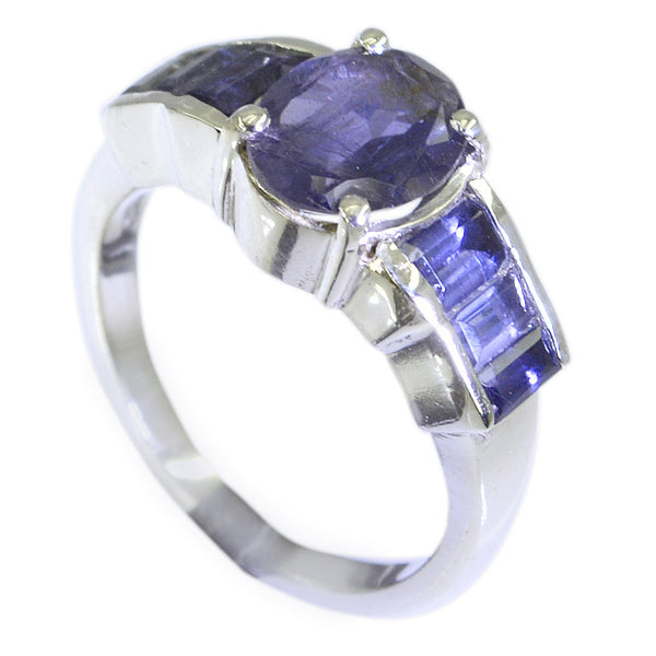 Iolite Hepta Russian 925 Silver Blue Gems Mid weight Boho Ring Jewellery