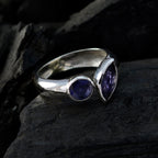 Iolite Toi et Moi Korean Sterling Silver Blue Gems Whisper thin Graceful Ring Jewelry