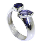 Iolite Toi et Moi Korean Sterling Silver Blue Gems Whisper thin Graceful Ring Jewelry