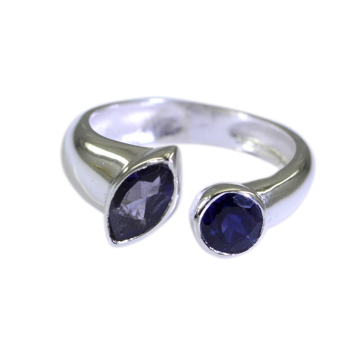 Iolite Toi et Moi Korean Sterling Silver Blue Gems Whisper thin Graceful Ring Jewelry