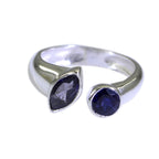 Iolite Toi et Moi Korean Sterling Silver Blue Gems Whisper thin Graceful Ring Jewelry