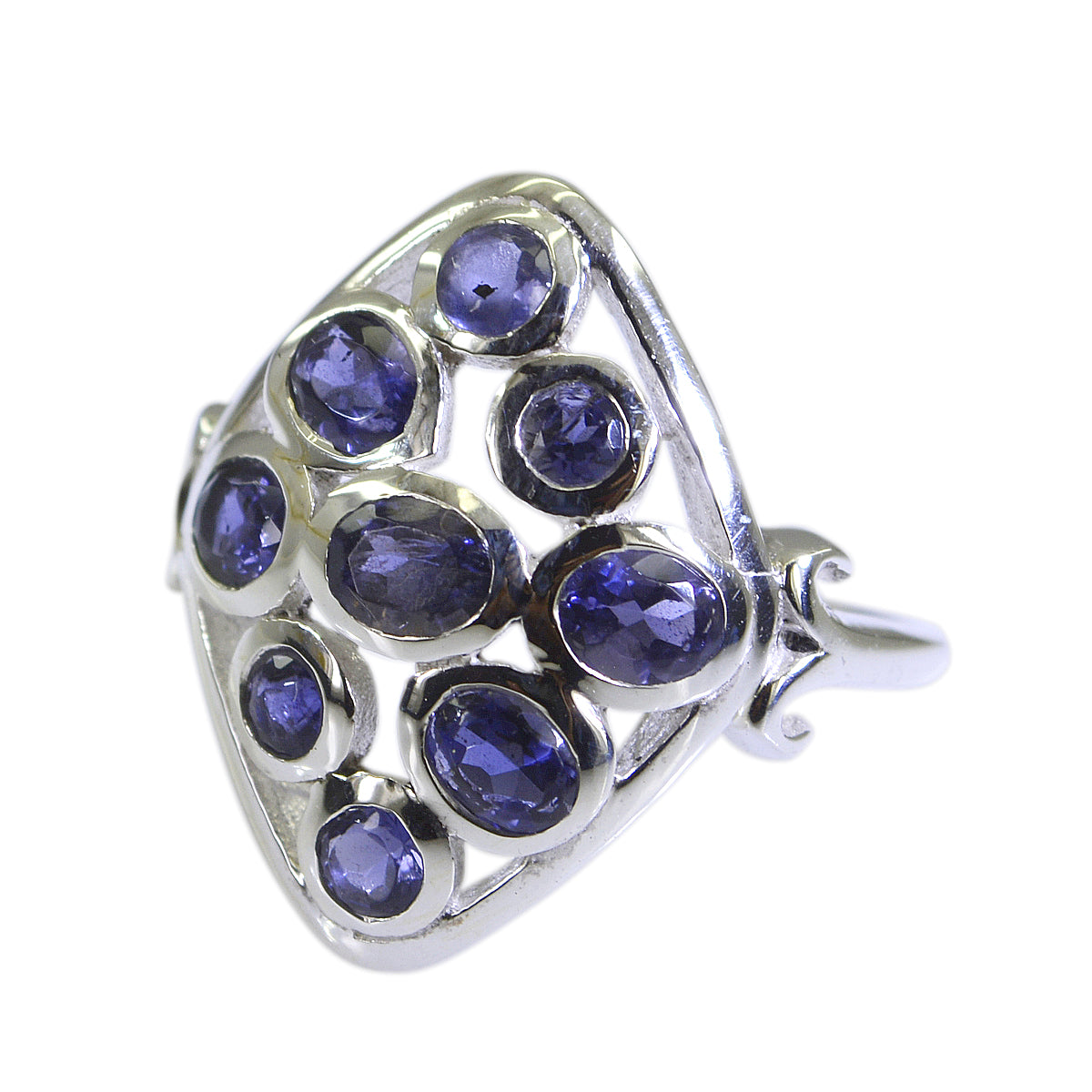 Iolite Navratna Russian 925 Sterling Silver Blue Gemstones Slim Sophisticated Ring Jewellery Главное изображение товара