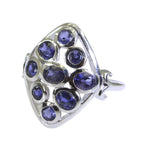 Iolite Navratna Russian 925 Sterling Silver Blue Gemstones Slim Sophisticated Ring Jewellery