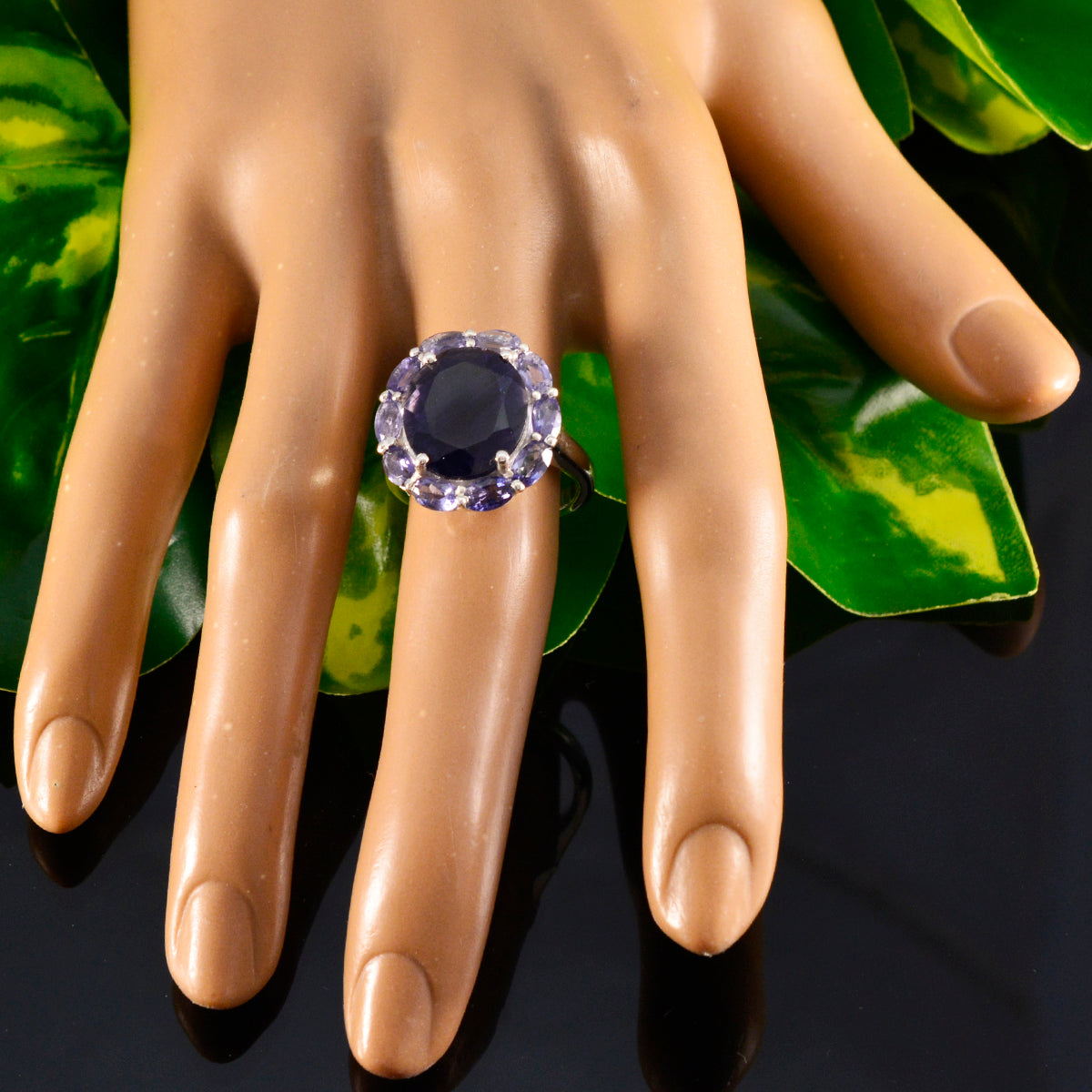Iolite multiple Egyptian Silver Blue Gems Eye catching Contemporary Ring Jewelry