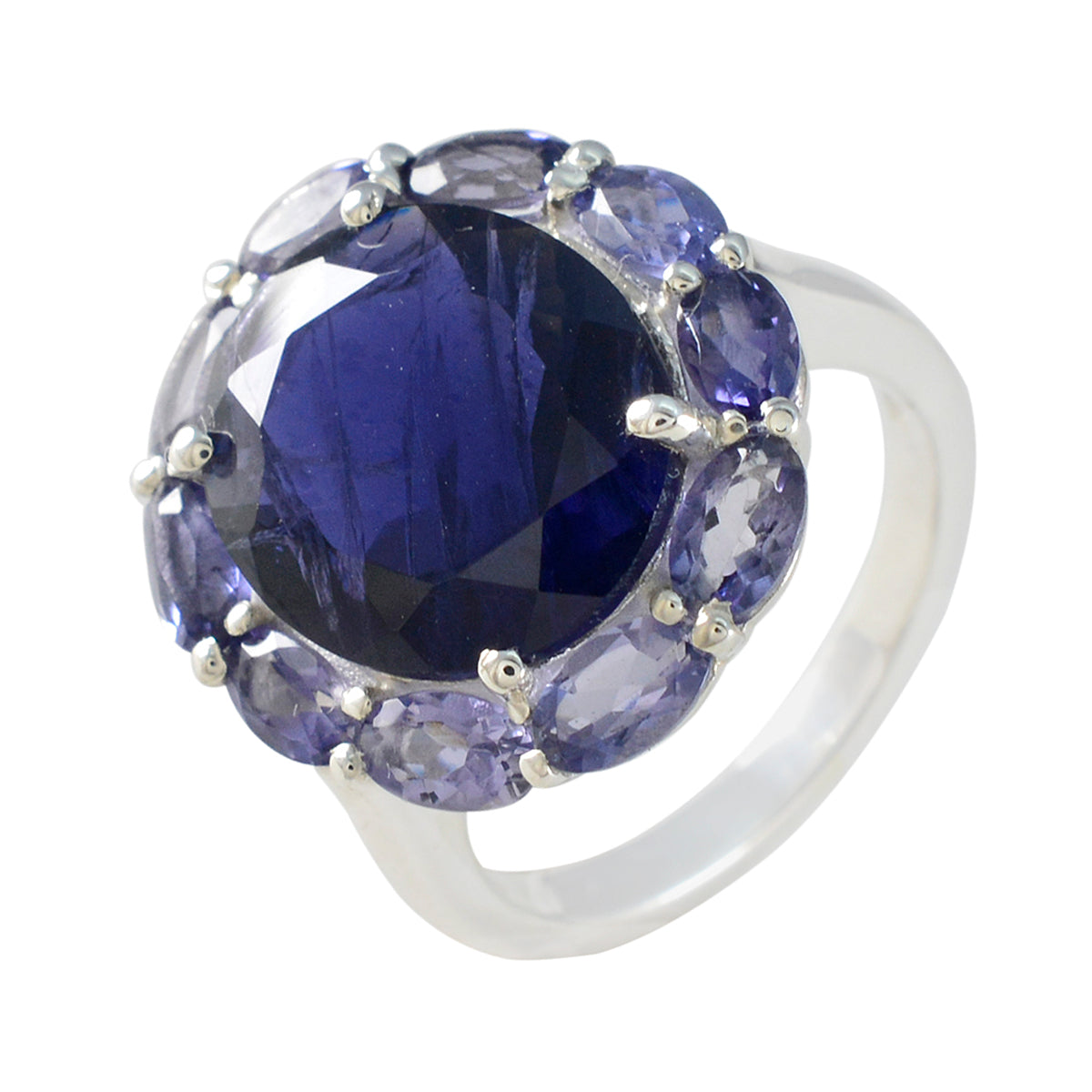 Iolite multiple Egyptian Silver Blue Gems Eye catching Contemporary Ring Jewelry