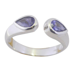 Iolite Toi et Moi Turkish 92.5 Silver Blue Gemstone Delicate Trendy Ring Jewelry